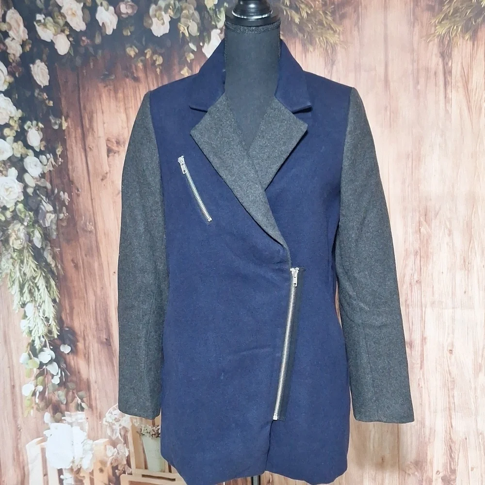 Forever 21 Med blue/ Grey coat with 2 front pockets